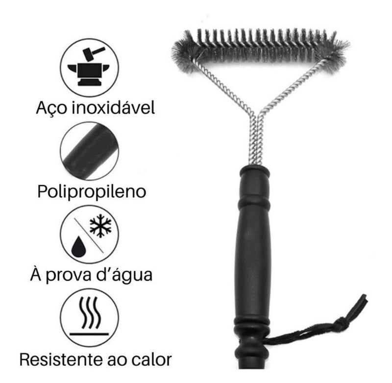 Kit Limpa Grelha - Escova Limpa Grelha em Inox + Produto Super Limpa Grelha