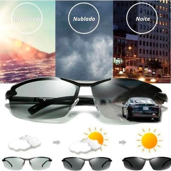 Óculos de Sol Fotocromático com Lentes Polarizadas para Motoristas e Pescadores