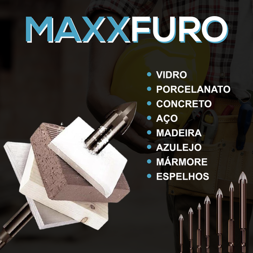 MaxxFuro | Broca Indestrutível Universal - Fura Tudo | Jogo 7 Peças + 2 BRINDES