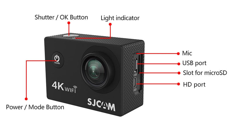 Original SJCAM SJ4000 AIR 4K Câmera de Ação Full HD Allwinner 4K 30FPS WIFI 2.0"